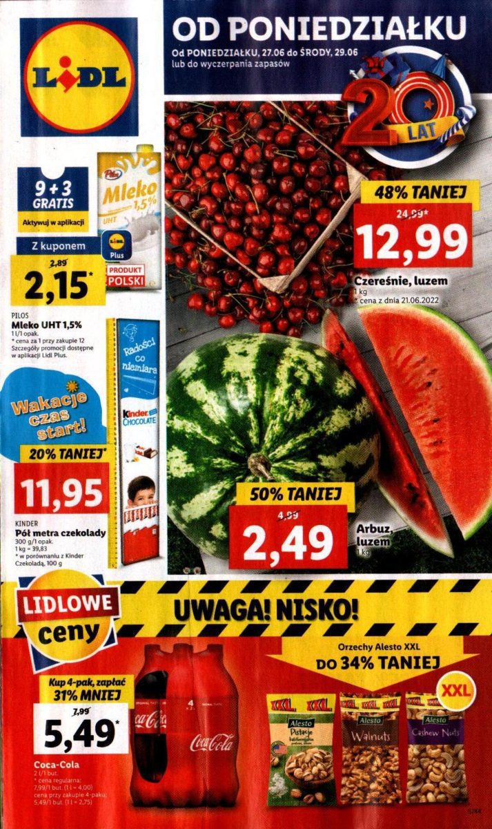 Акции Лидл (Gazetka Lidl) с 27.06.2022 до 29.06.2022. Акции, скидки, Газетка Лидл