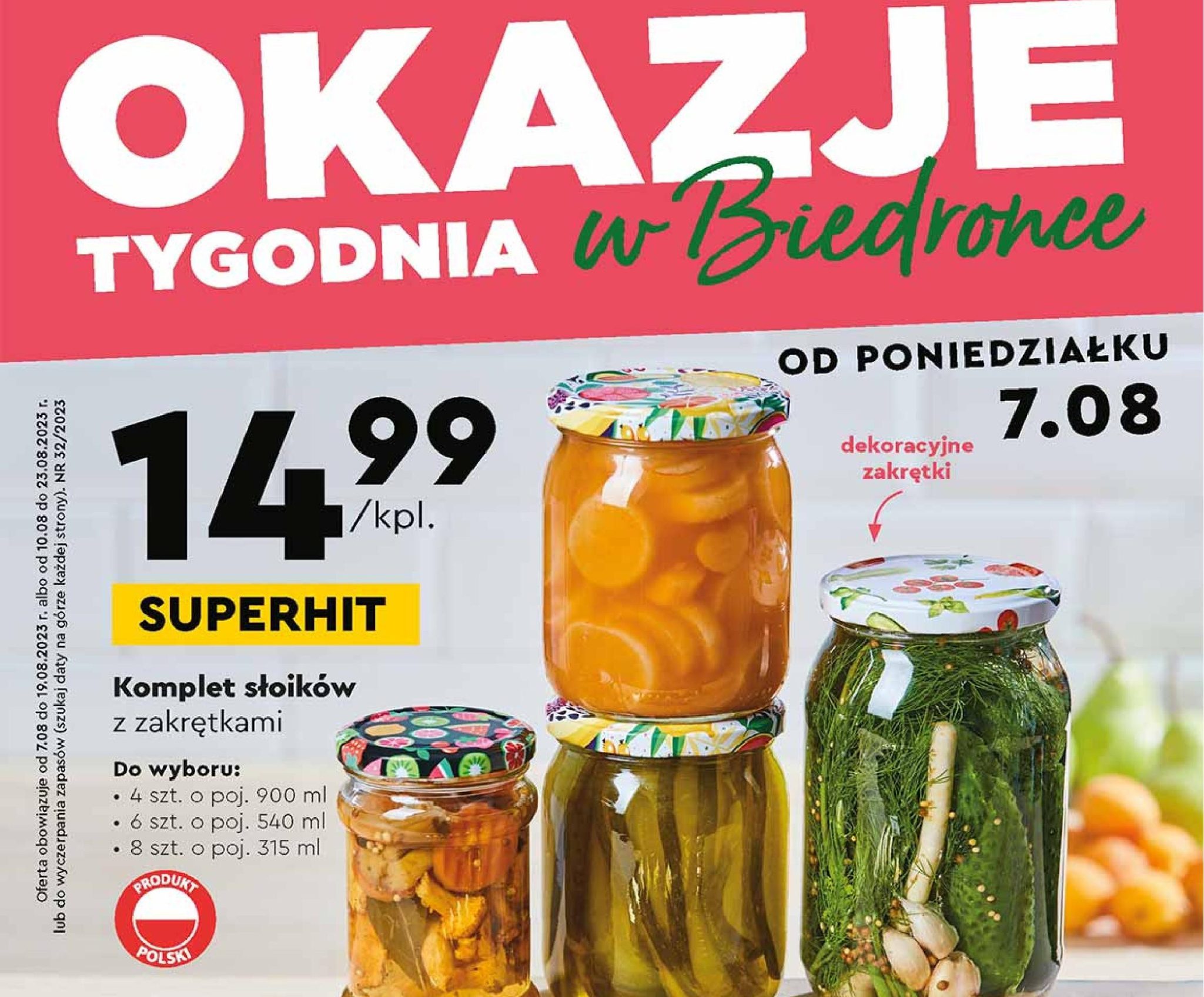 Акції та знижки Бедронка (Gazetka Biedronka) з 07.08.2023 до 23.08.2023. Акції, знижки, промоції, газетка Бедронка