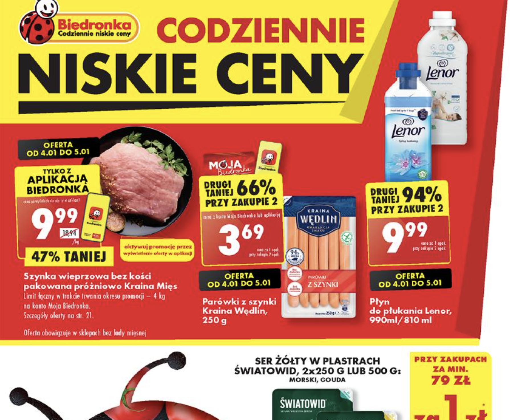 Акції та знижки Бедронка (Gazetka Biedronka) з 04.01.2024 до 10.01.2024. Акції, знижки, промоції, газетка Бедронка